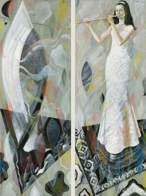 The painting -Primavera (diptych)- (2004) by Annael (Anelia Pavlova), artist, after the (classical) music of Damase