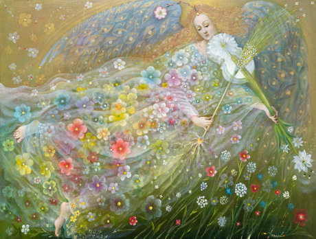 The painting -Angel of the Wheat- (2018) by Annael (Anelia Pavlova), artist, after the (classical) music of Vivaldi